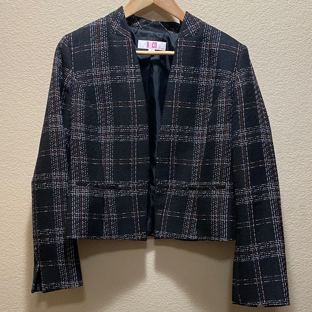 Elegant Black Plaid Women's Blazer